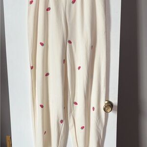 Womens Olive & Oak Joggers| cream  Red #Strawberry Berry print#gardengirl#lounge